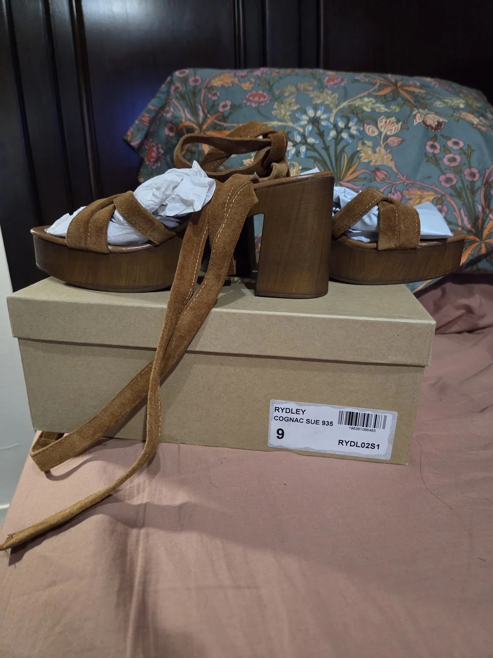 Steve Madden Suede Cognac  Platform Heeled Sandals